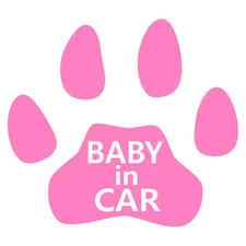 Original Sticker BABY in CAR Paw Print Pink Safe Driving Traffic Safety Sticker