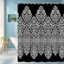 Elegant Black and White Floral Shower Curtain for Stylish Bathrooms