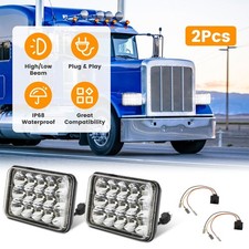 2Pcs 4x6 LED Headlights H4 Rectangular High Low Beam Waterproof for SUV Truck