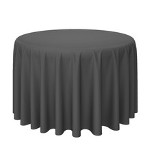 10 Pack 108" Round Polyester Fabric Tablecloths for Wedding Banquet - Dark Gray