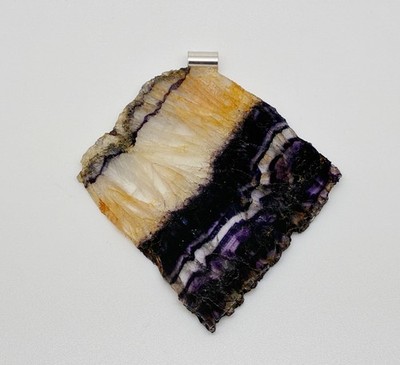 Sterling Silber Castleton Blue John Scheibe Exemplar großer Statement Anhänger