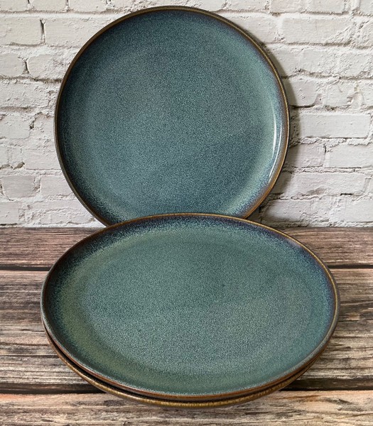 3 platos de cena IKEA Gladelig de 10 pulgadas azul océano esmalte reactivo cerámica