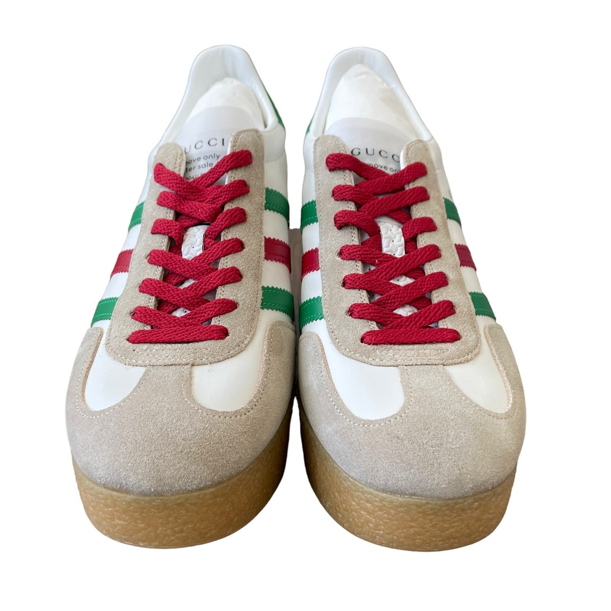 adidas gazelle silver green womens Gucci x Adidas Women's Gazelle Wedge Sneakers GG Coated Canvas with Rubber  272386 main image 1