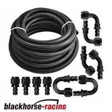AN6 6AN 20ft Braided CPE Fuel Oil Line & 10PCS Push Lock Hose Fittings Kit