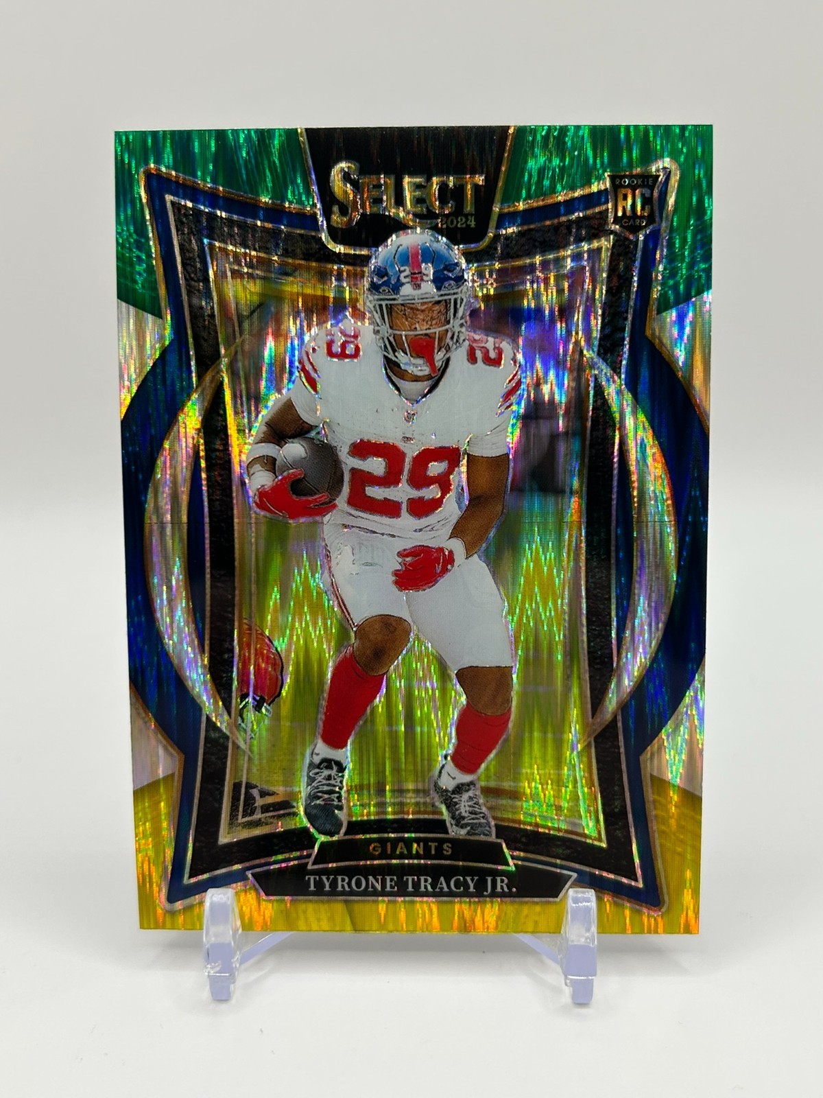 2024 Panini Select Tyrone Tracy Jr. RC Rookie Green & Yellow Shock #61 Giants