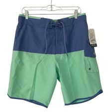 Trunks Surf  Swim Co Men  s Quick Dry Board Shorts Drawstring Blue Green M NWT