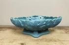 Vintage Van Briggle Oak Leaves Acorns CONSOLE BOWL & FLOWER FROG Turquoise BLUE
