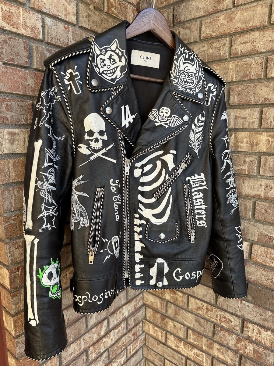 celine 52 braided piping hedi slimane leather jacket PAINTED X LA