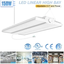 150W LED Linear High Bay Light 3000K-5000K Adjustable Commercial Warehouse Lamps
