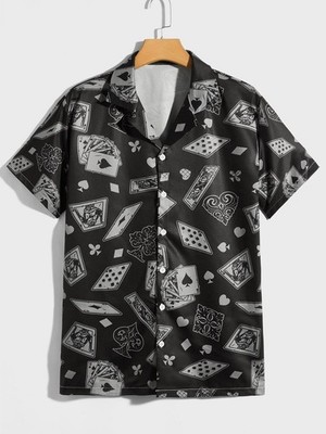 Casino Skull Print   Poker & Gambling Theme - Hawaiian Shirt - Adults & Youth