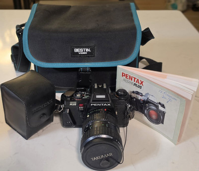 PENTAX Program Plus 35mm SLR Film Camera w/ Takumar-A Zoom Lens Kit, Case