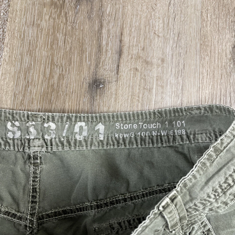 Y2K Stone Touch Cargo Shorts Men's 36 X 14" Long inseam Drawstring Hippie - Image 3 of 4