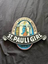 VTG St. Pauli Girl Logo Beer Sign Plastic 11" x 15"