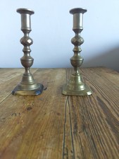 Vintage Brass Candlesticks Pair 20cm Square