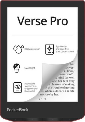 PocketBook Verse Pro eReader Rot eBook 6'' eINK Touch WLAN IPX8 SMARTlight NEU