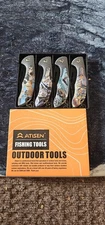ATISEN Fishing Folding Knife Set, Outdoor Tools, 4-Pack