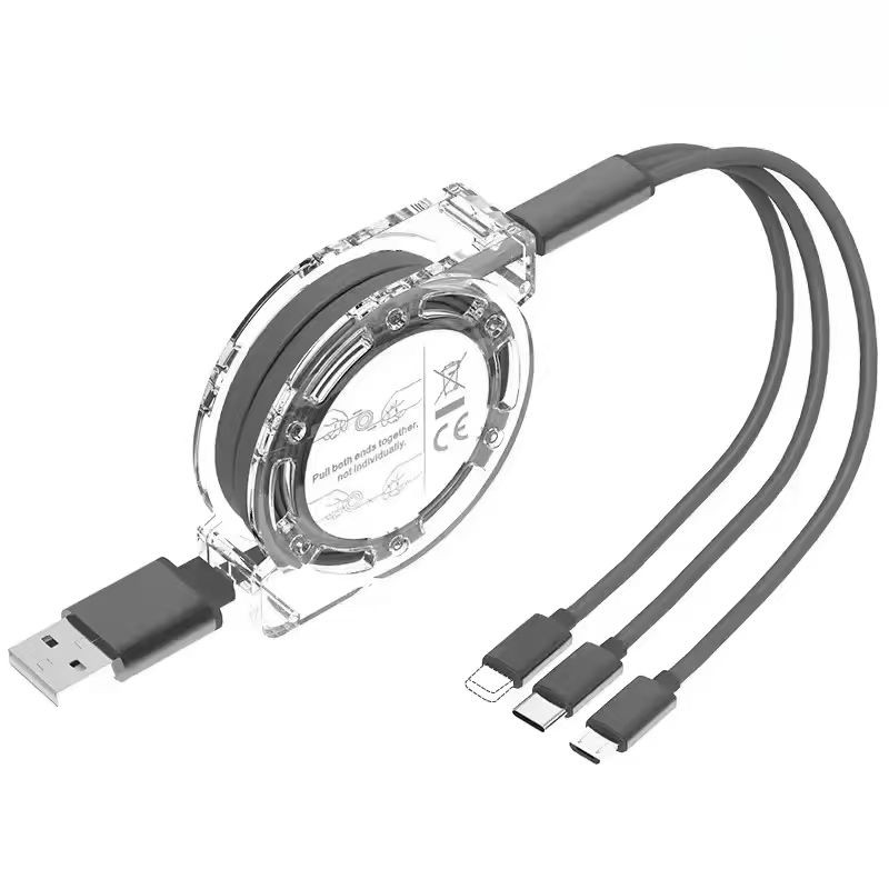 3 in 1 Retractable Fast Charging Cord For IOS/Type C/Micro USB Charger ...