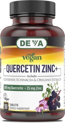DEVA Vegan Quercetin 500mg Plus 25mg Zinc with Elderberry, Echinacea and Oregano