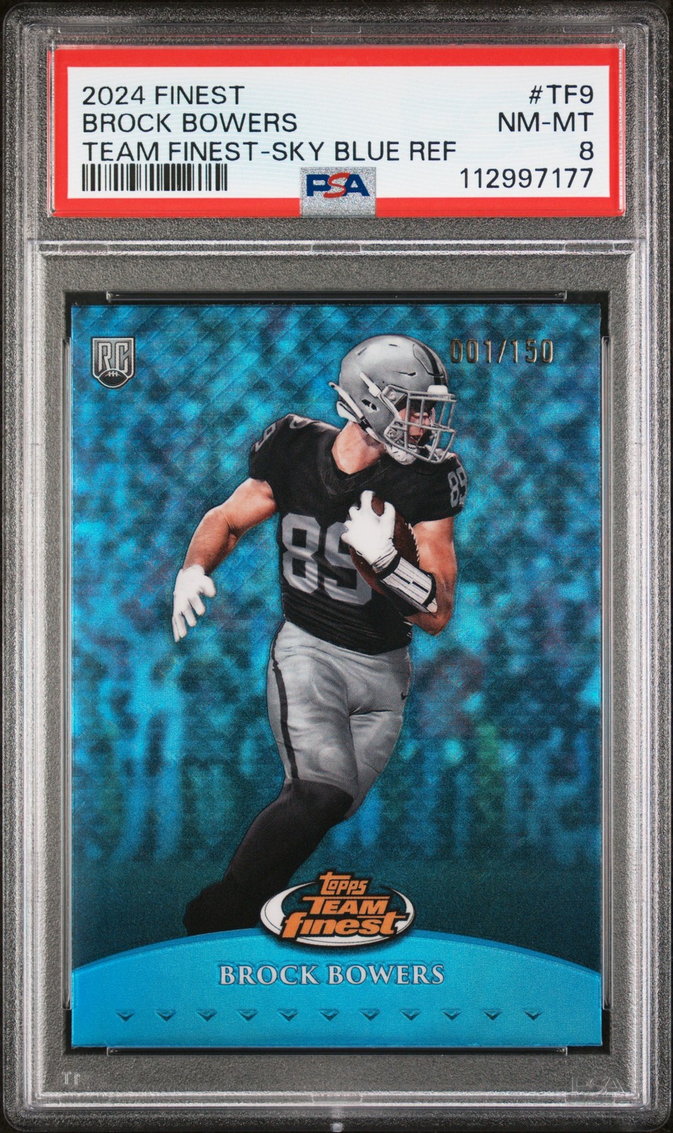 Brock Bowers Topps Finest Team Finest #TF9 Sky Blue Refractor