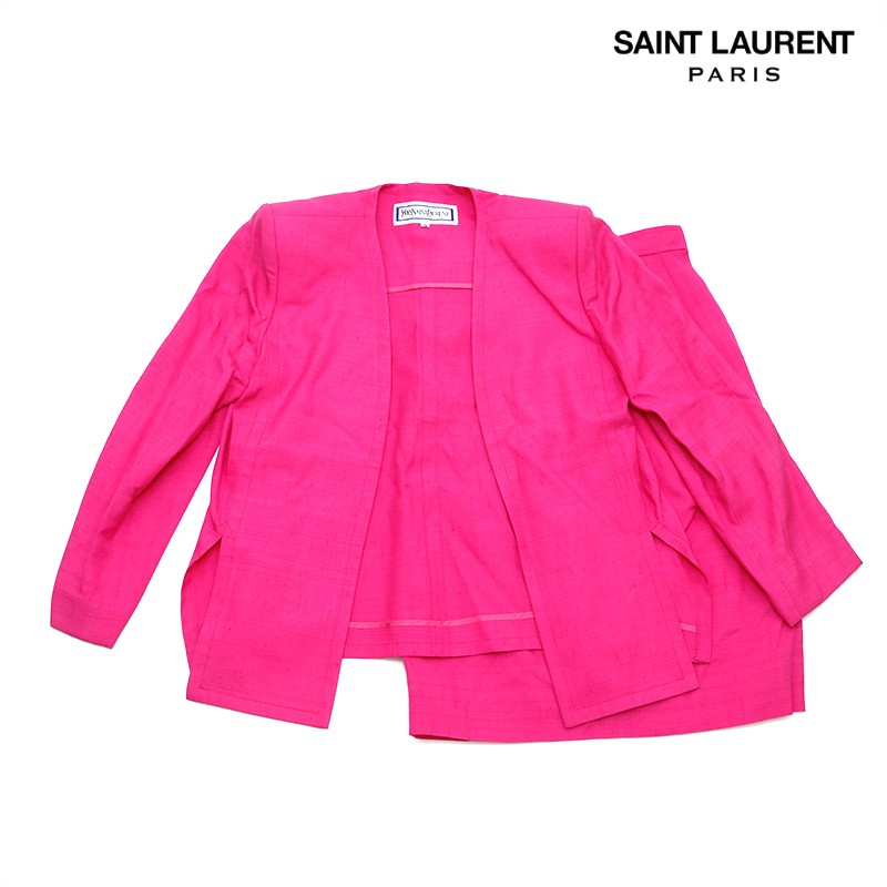 YVES SAINT LAURENT giacca gonna tuta vintage setup rosa WS2836