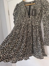 #ladies Prettylittlething Summer Skater Dress Size 10 New With Tags