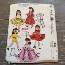 Vtg Doll Clothing McCall's 2239 Sewing Printed Pattern W Transfer 7.5  -8  Betsy
