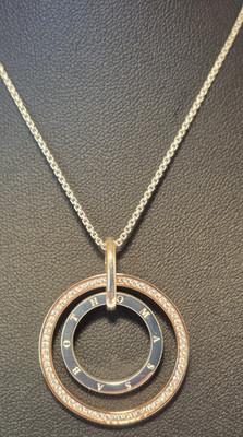 Thomas Sabo sterling silver & gold double circle pendant necklace boxed