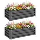 Outsunny Set of 2 Raised Garden Bed Galvanised Planter Box, Dark Grey