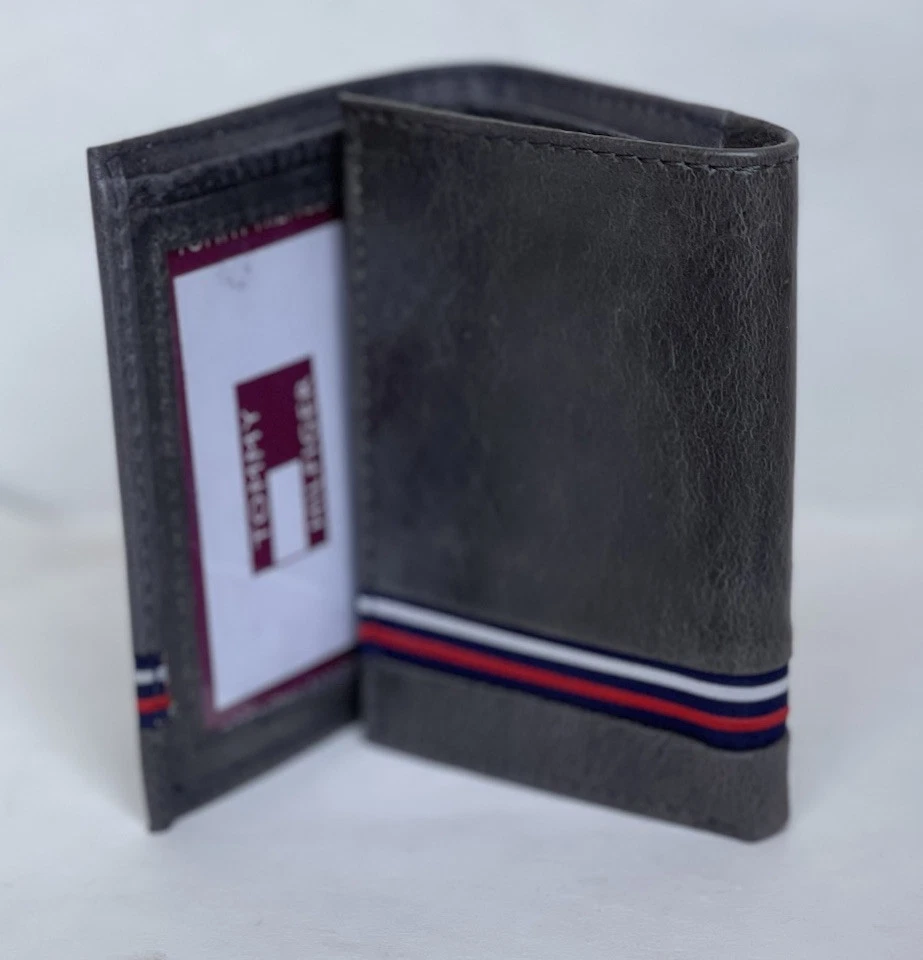 Carteira masculina elegante de couro genuíno Tommy Hilfiger com três dobras para carteiras masculinas presente - Imagem 3 de 4