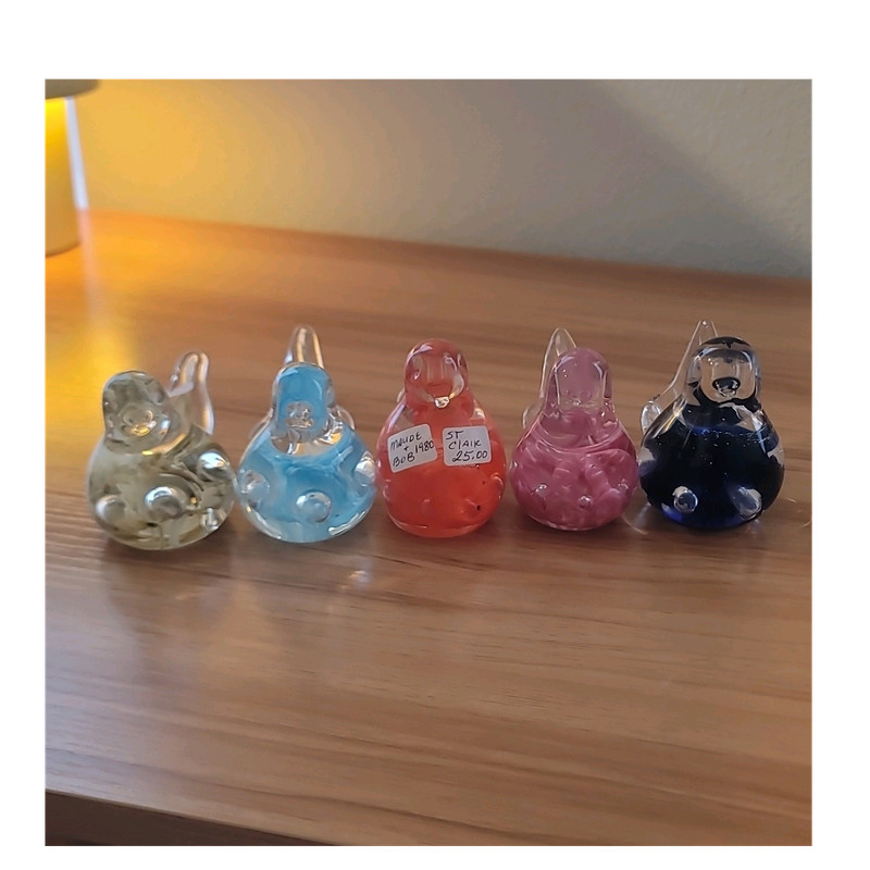 Lot of 5 St. Clair Maude and Bob Glass Bird Paperweights- 1980s