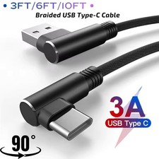 1-3X 90 Degree Right Angle USB Charger Charging Sync Type C Cable Cord 3/6/10FT