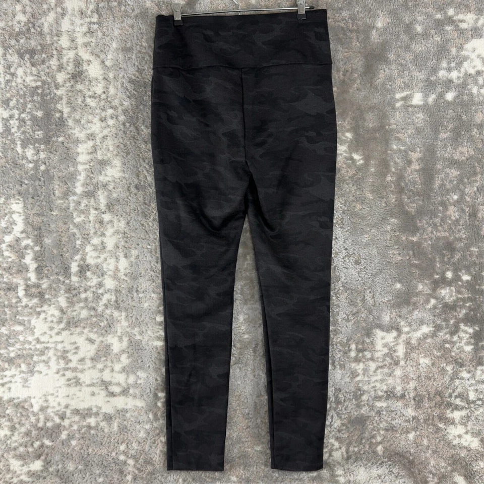 Nicole Miller Size M Camo Pull On Stretch Tapered Leggings Black Gray Pants - Image 3 of 4