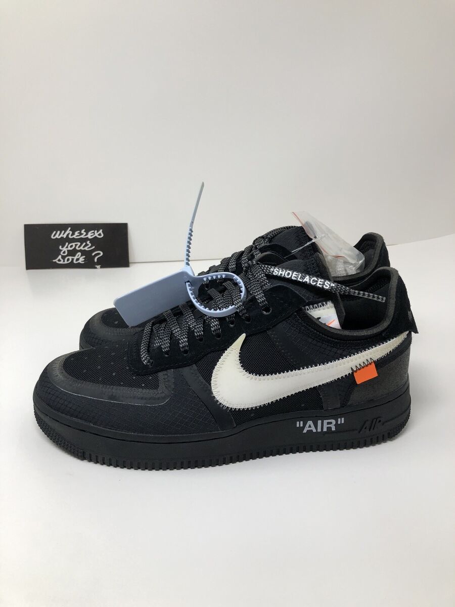 Nike Off White The Ten Air Force 1 Low Black size 8 New Yellowing Dmg  A04606001