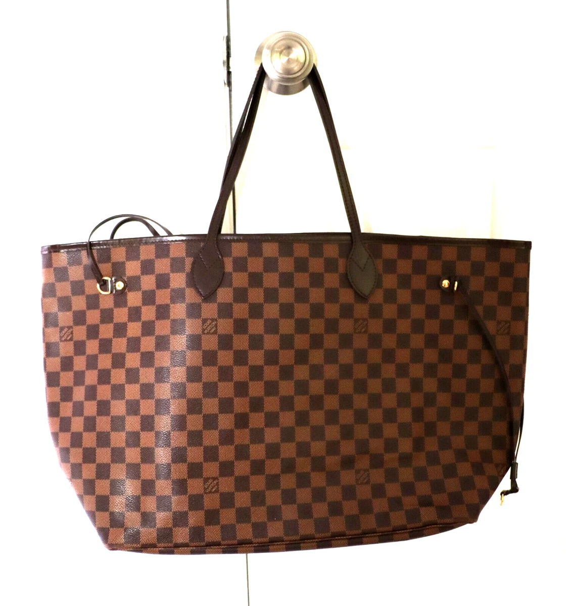 LOUIS VUITTON Neverfull GM Damier Ebene Tote Bag Brown