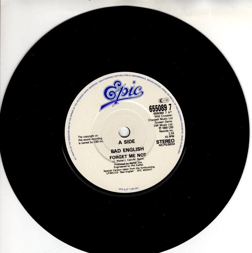 Bad English - Forget Me Not - 1989 - Epic 655089 - EX/VG+ - Image 3 of 4