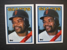DAVE HENDERSON ERROR & correct CARDS 1988 Topps #628 White & blue Jersey Giants
