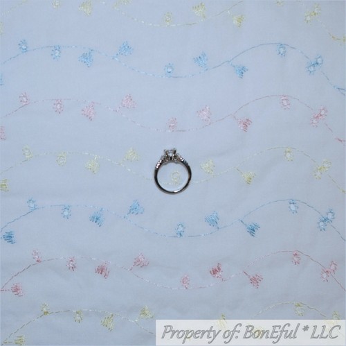 BonEful Fabric Cotton Quilt White Rainbow EYELET Flower Baby Lace Easter L SCRAP
