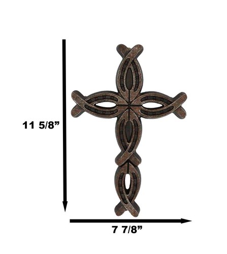 11.5"H Rustic Western Horseshoes Ichthys Christian Wall Cross Decor Plaque - 第 4/9 張圖片