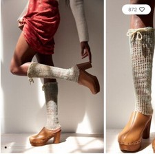 Urban Outfitters Camille Mohair Leg Warmers Sheer One Size Ivory