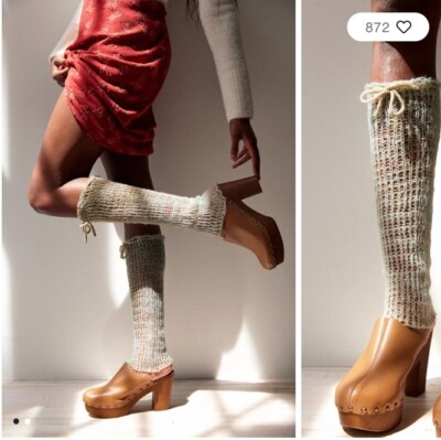 Urban Outfitters Camille Mohair Leg Warmers Sheer One Size Ivory