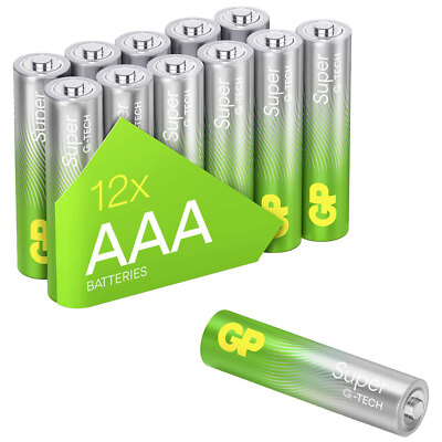 GP GPSUP24A583S12 Super Batteries AAA 1.5V Pack of 12 with G-TECH Technology