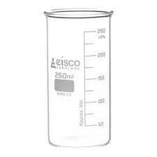 Beaker, 250mL - Tall Form, No Spout - Borosilicate Glass - Eisco Labs