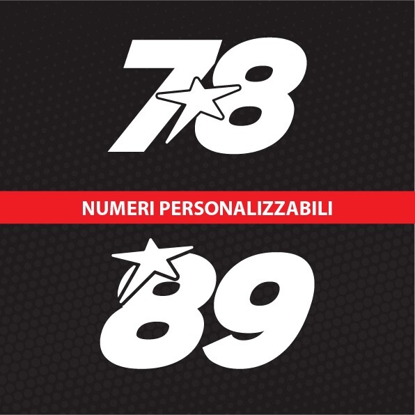2 Adesivi Numeri da Gara con Stella per Moto Auto Casco in Vinile Prespaziato