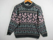 Vintage 80s 90s Fair Isle Sweater Women Medium Crewneck Pullover Separate Issue