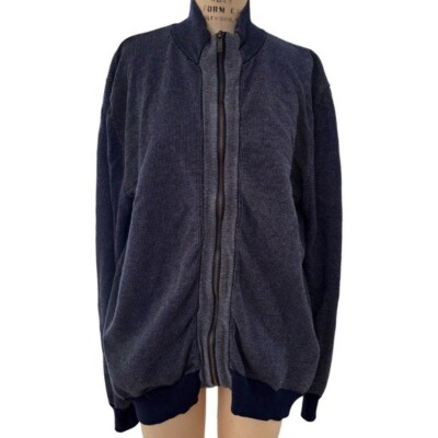 ROCHAS PARIS Zip Up Track Jacket in Navy Blue Size XL