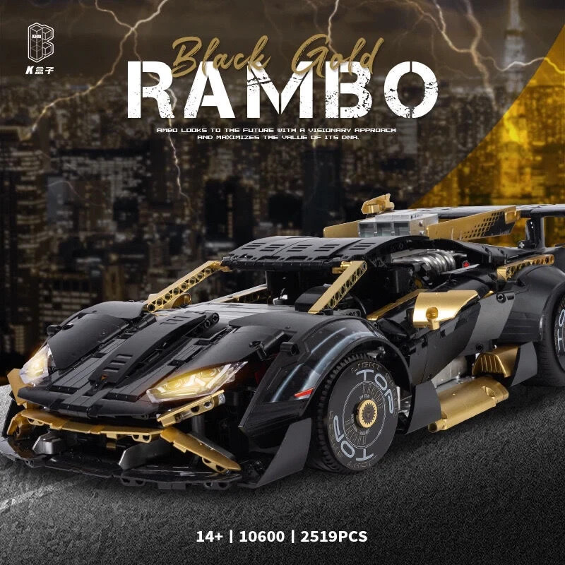 Building Blocks KBOX 10600 Black Gold Rambo Super Racing Car Toys