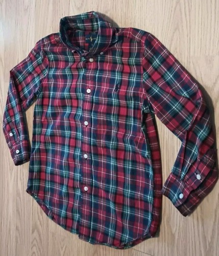 Ralph Lauren Boys Size 5 Blue Green Red Plaid Button Down Shirt Long Sleeve - Picture 2 of 8