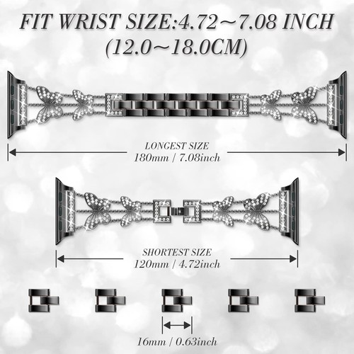 Bling Diamond Butterfly Metal iWatch Band Case For iWatch Series 10 9 5 1 Ultra - Picture 14 of 46