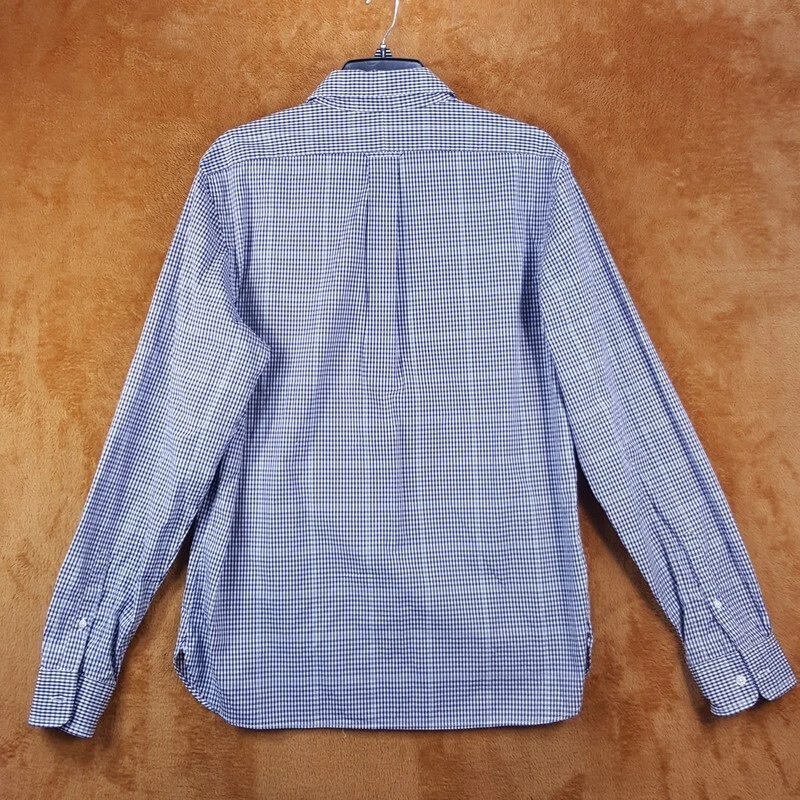 Camisa BLOOMINGDALES Para Hombres Pequeña Azul A Cuadros Abotonada Guinga Algodón Ropa de Trabajo Foto 4 de 4