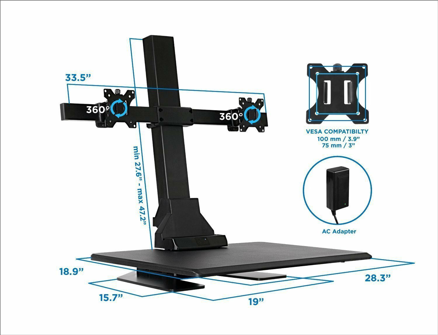 MountIt! Electric Standing Desk Converter Motorized Sit Stand Desk eBay